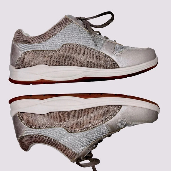 DREW Tuscany Sneaker in Pewter Leather/Glitter Mesh Size 9.5 - Picture 10 of 14